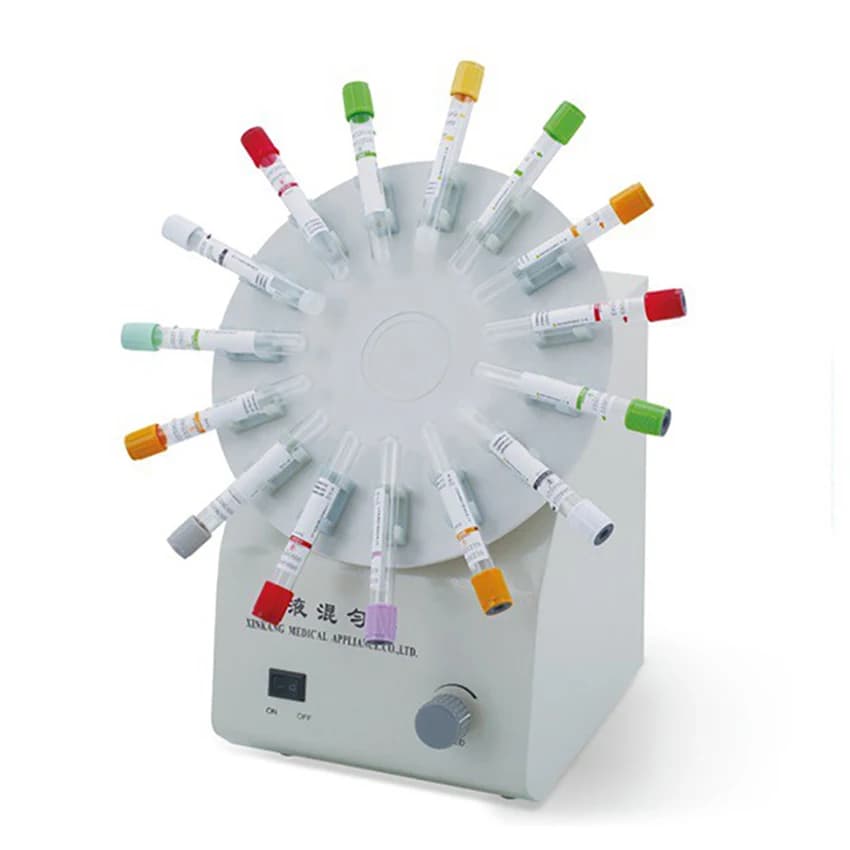 XK03 Vertical Blood Tube Rotator Blood Collection Tube Mixer 360° Type Tube Roller for 15pcs Tubes 0-32rpm