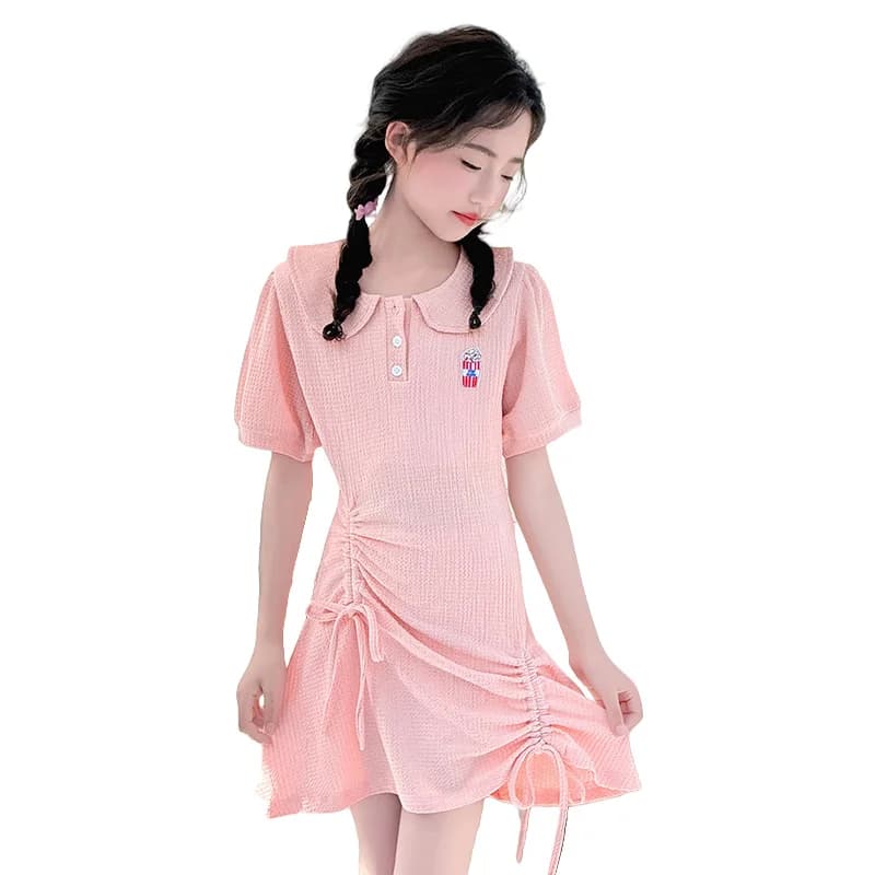 Nuovo costume da bagno intero per bambini casual vestito polo per tweens ragazze estate spiaggia costumi da bagno abbigliamento bambino costume da bagno rosa con gonna