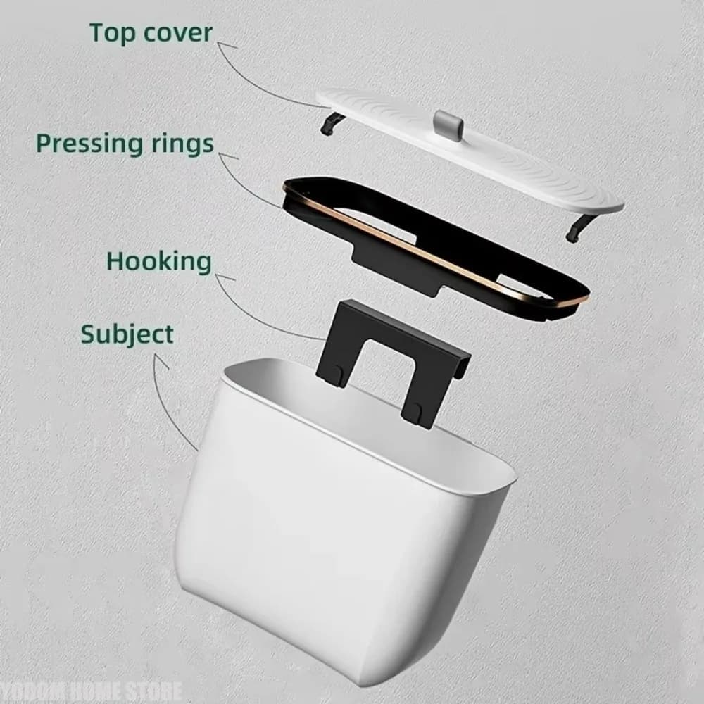 New Hanging Trash Can Kitchen Cabinet Door Wall Mounted Garbage Bin Recycling Garbage Basket with Lid Bathroom Accessories