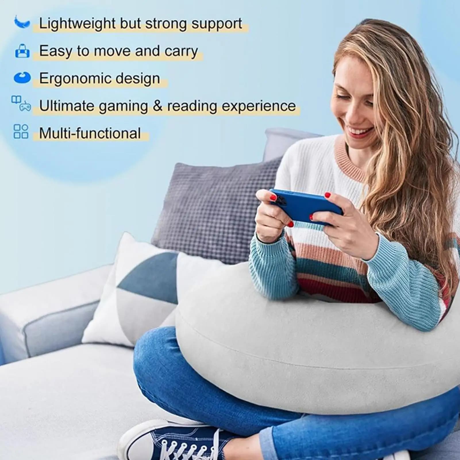 Cuscino per gomito Cuscino ergonomico per giro Cuscino da viaggio a forma di U per lavorare Divano all'uncinetto Cuscino da lettura per adulti e bambini