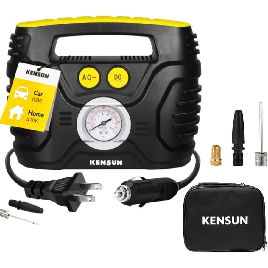 Pompa del compressore d'aria portatile per auto 12V DC e Home 110V AC Swift Performance Gonfiatore per pneumatici 100 PSI per auto bicicletta moto