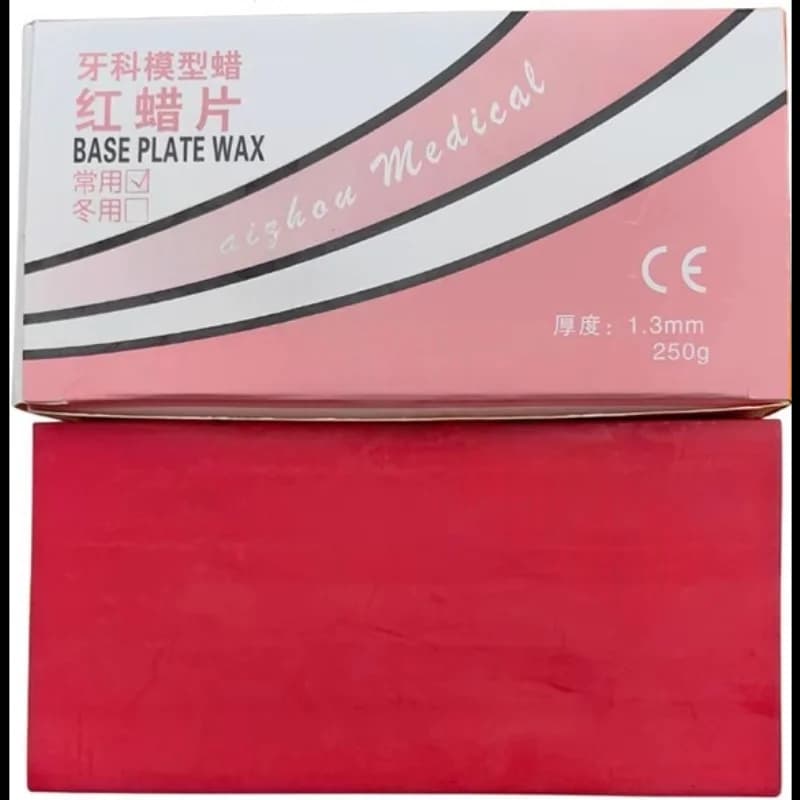Foglio di cera rossa dentale 1,3 mm 250 g - Piastra base per laboratorio dentale Cera per disposizione dei denti e modellismo Forniture per odontoiatria