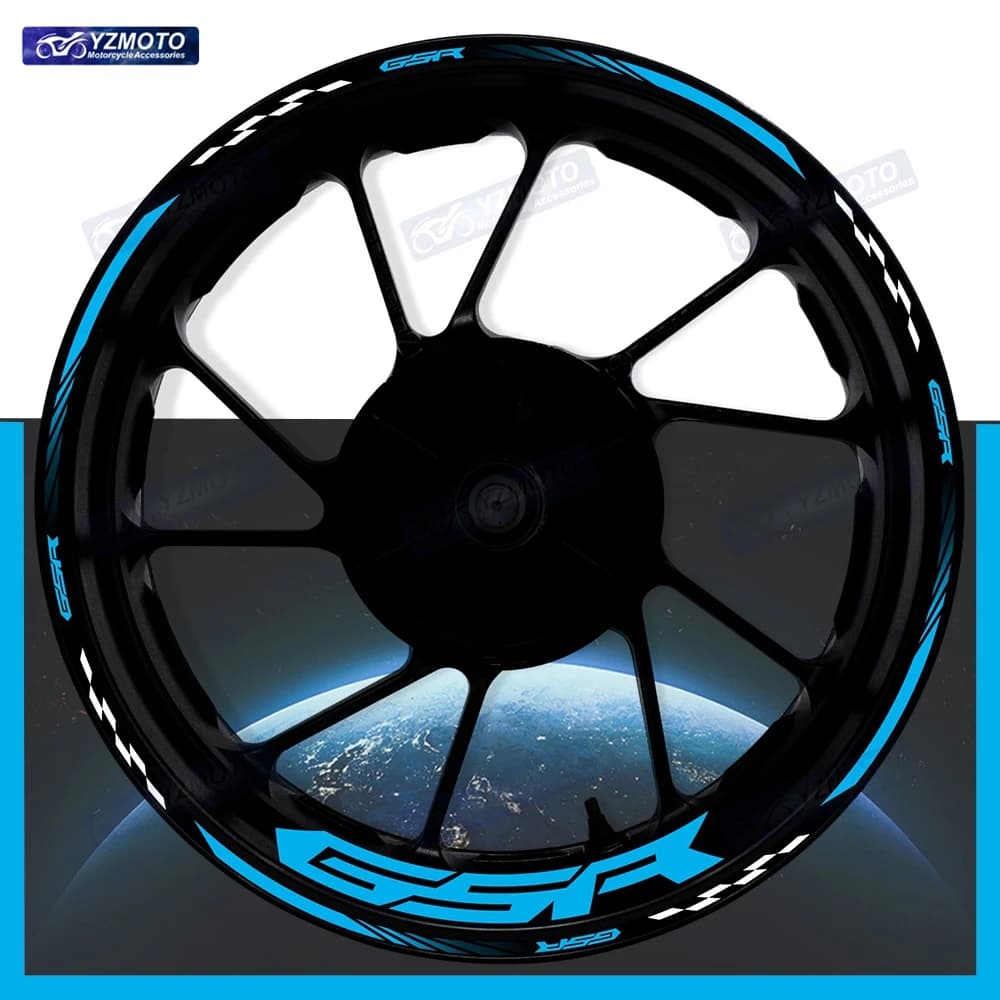 For GSR GSR400 GSR600 GSR750 Motorcycle 17 Inch Front Rear Wheel Sticker Decal Reflective Decorative Hub Stripe Rim Stickers