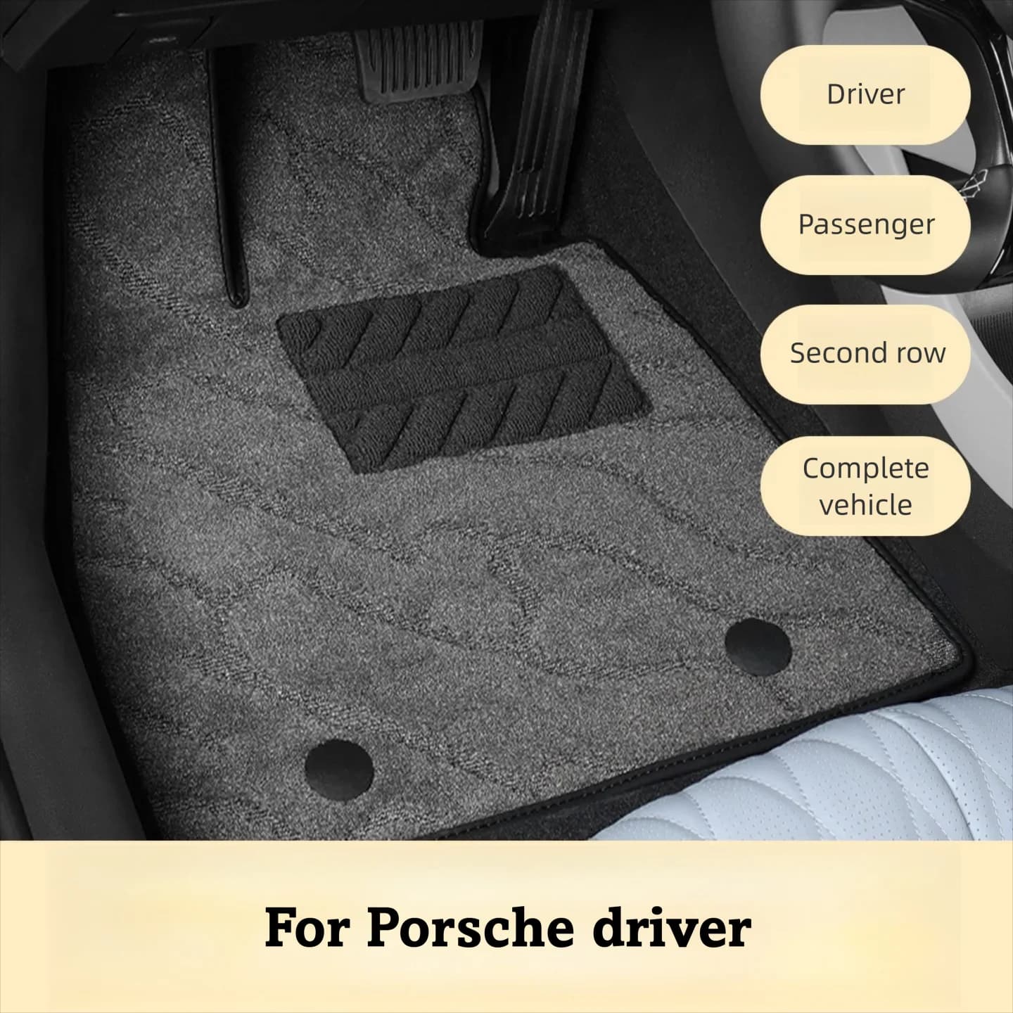 For Porsche Cayenne Coupe Macan Panamera 718 Cayman 911 Driver Side Floor Mat Single Piece Custom Fit Car Accessories