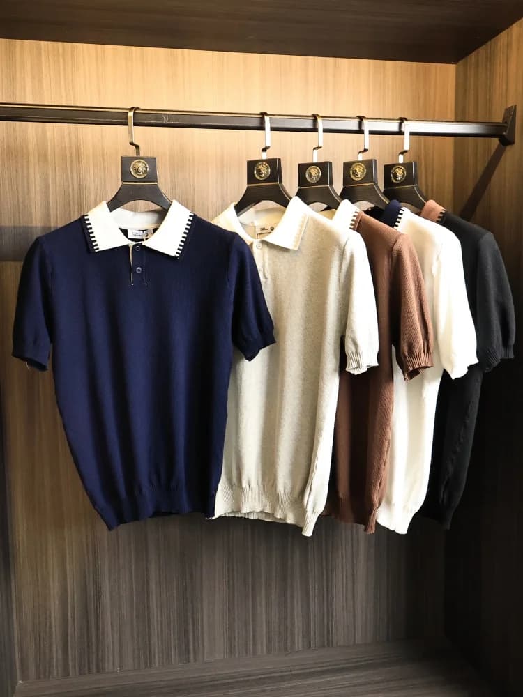 Soft Breathable Shirt for Men Summer Business Commute Versatile Short Sleeve Knitted Fashion Urban Style Moisture Wicking