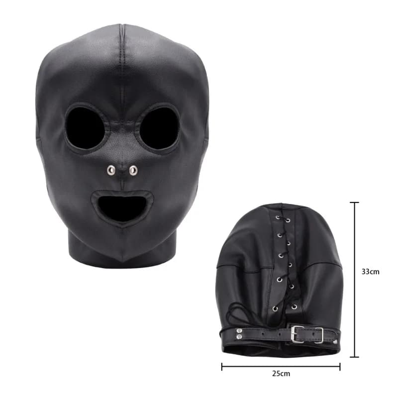Exotic sexy accessories Eye masks fetish with unisex leather coulisse Full cap for women Men Costumes for Halloween parties Cosplay