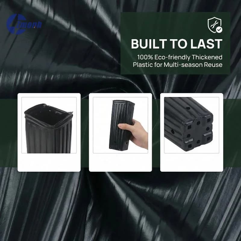 20Pcs Plastic Deep Nursery Pots Treepots With Ventilation And Drainage Black Square Seed Starting Pots Flower Plant Containers