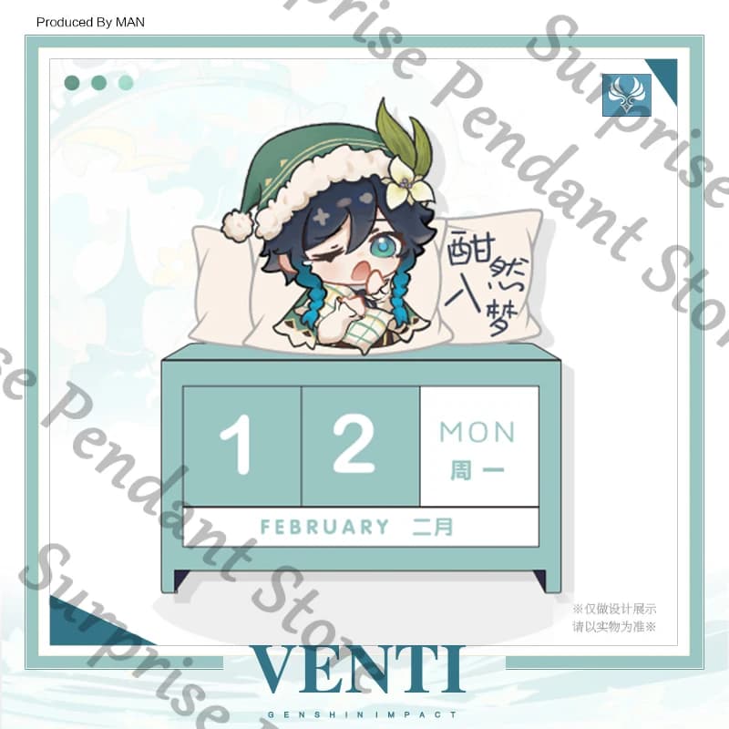 Genshin Impact Gioco ambito Anime Venti colleghi blocchi di costruzione in legno calendario da tavolo Balladeer Xiao Kinich ornamento da tavolo