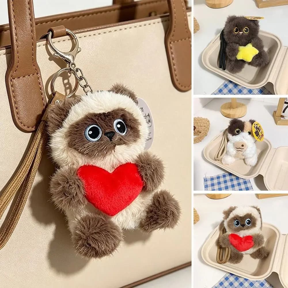 New Soft Cat Keychain Cartoon Cat Portable Kitten Pendant Cat Bag Charm Birthday Gifts