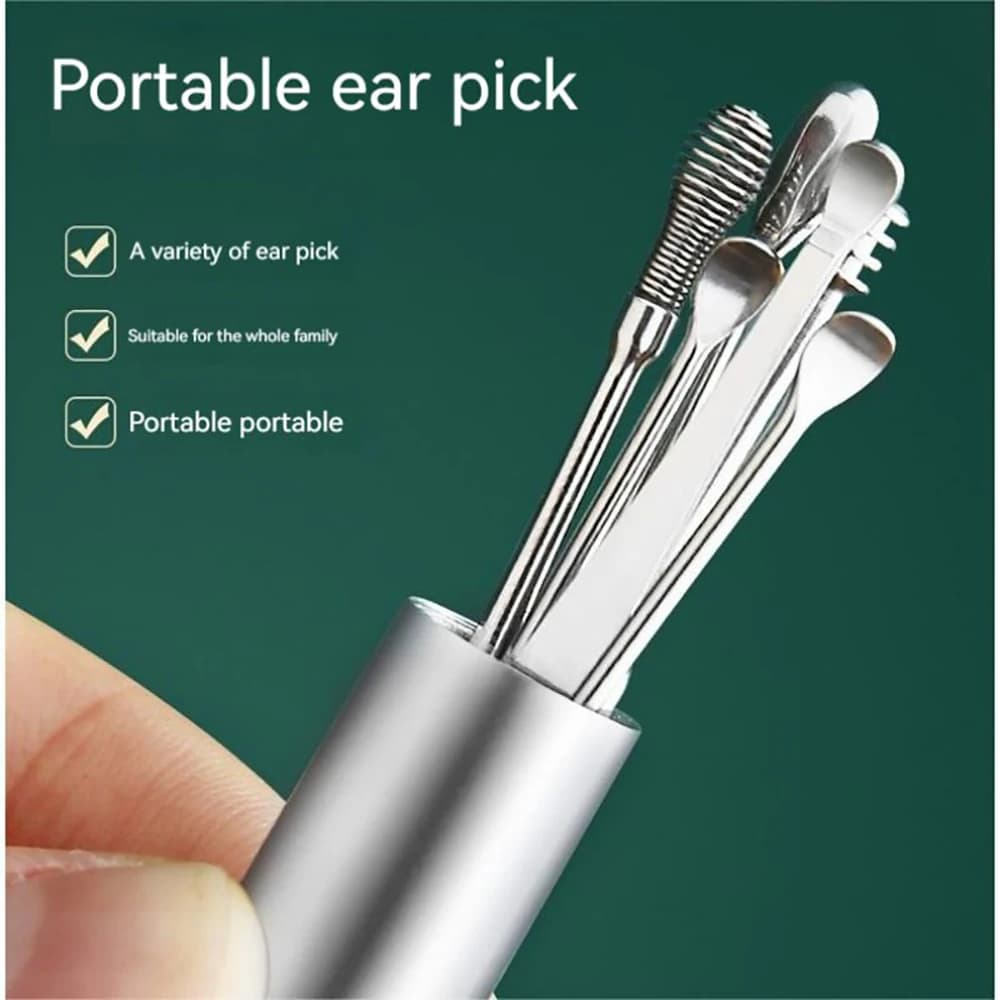 Detergente per le orecchie 6 Pz/set Earpick Rimozione del cerume Cucchiaio per l'orecchio Curette Pulizia dell'orecchio Spirale Earpick Facile rimozione del cerume Dispositivo per la cura dell'orecchio