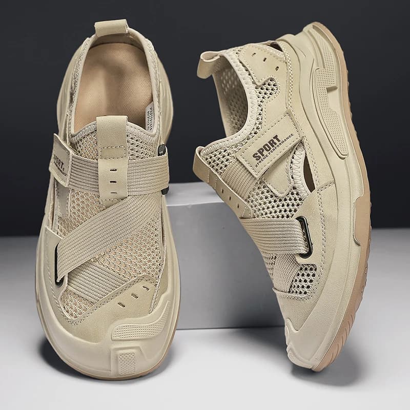 Men's Summer Breathable Anti-Odor Sandals Driving Beach Shoes Water-Resistant Outdoor Sports Hiking Mountain Climbing Shoes