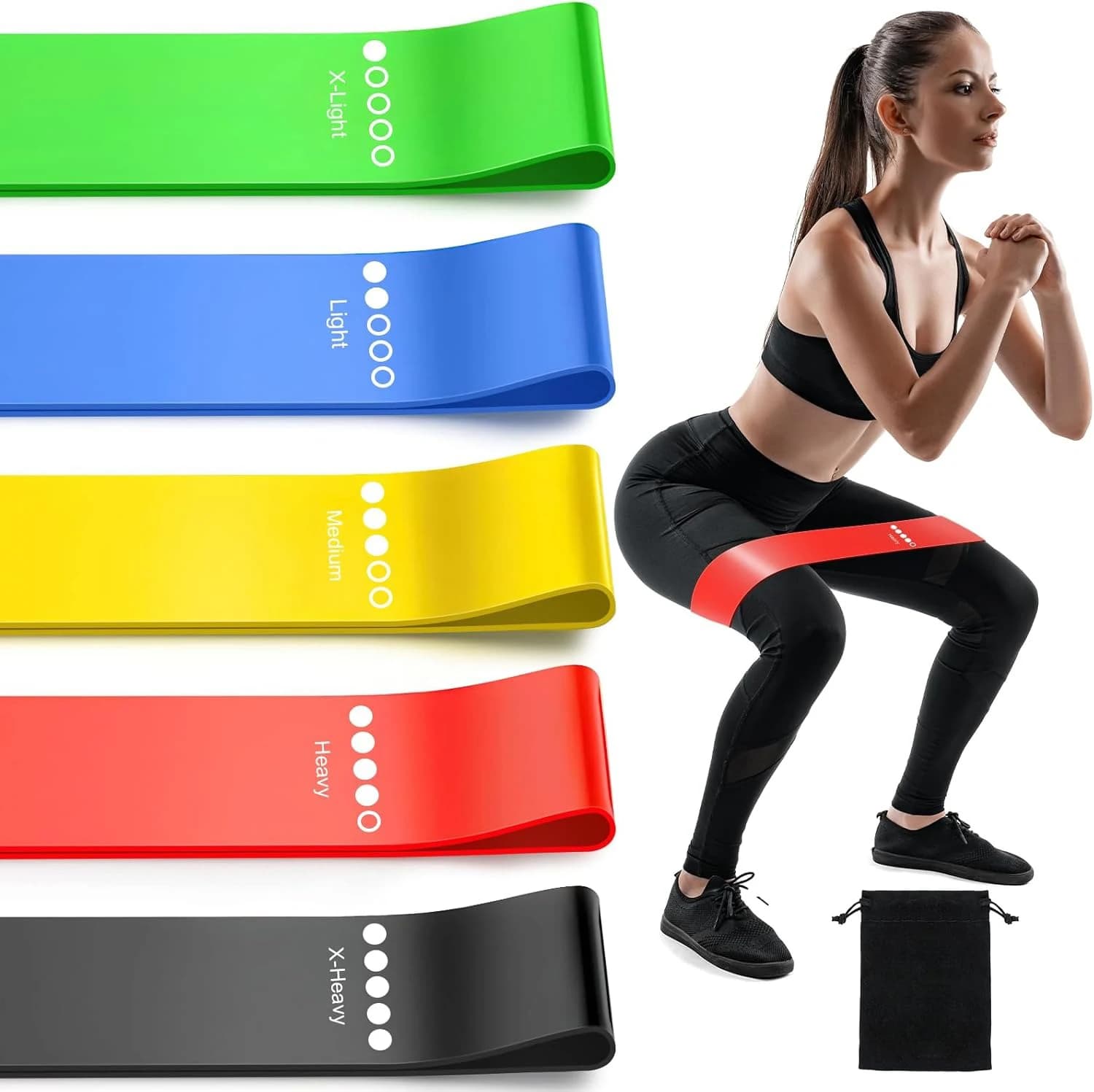 Set di Bande di Resistenza in TPE, Fasce Elastiche in Gomma per Allenamento di Forza, Yoga e Palestra