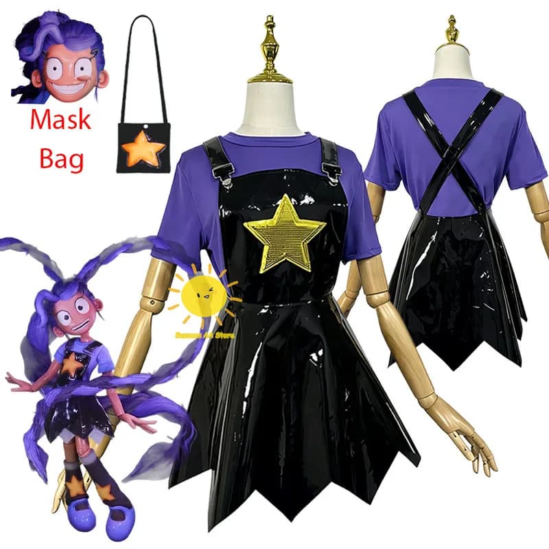 Costumi Cosplay di Game Wome Lily: Camicia, Gonna, Calze in Pelle Verniciata, Maschera, Borsa - Completi Cosplay di Lily per Halloween e Carnevale per Donne Adulte