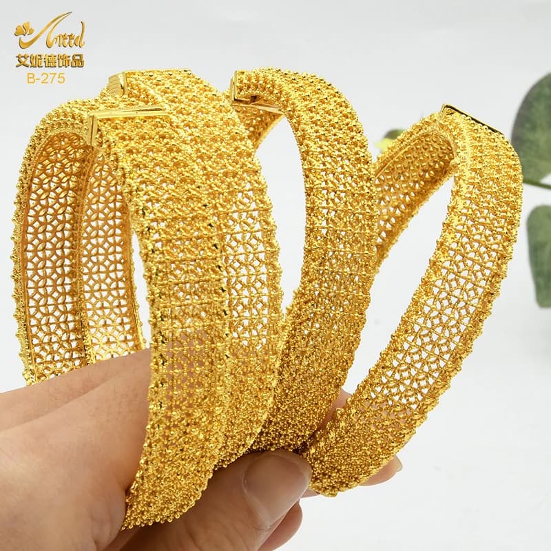 Bracciali di lusso in stile africano e di Dubai, colore oro 24k, per donne, braccialetti da sposa arabi, gioielli da regalo per matrimoni nigeriani, per feste.