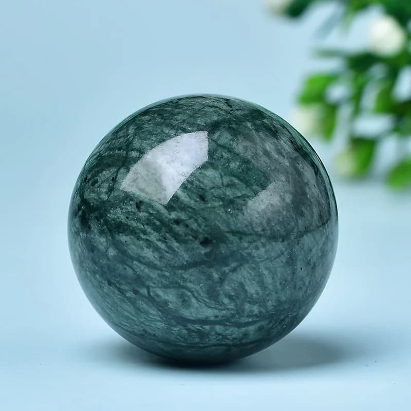1PC Sfera di cristallo verde naturale indiana, sfera di quarzo, palla per massaggio manuale, bellissima pietra, decorazione per la casa, 40-42 mm