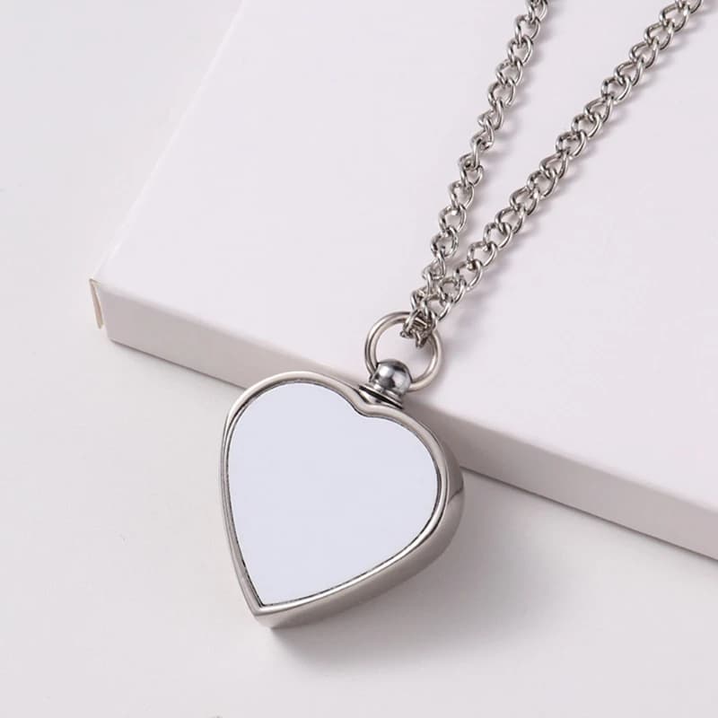 Sublimation Blank Photo Picture Necklaces Heart Urn Pendant Necklaces Cremation Jewelry Dog Tag Craft for Men Women