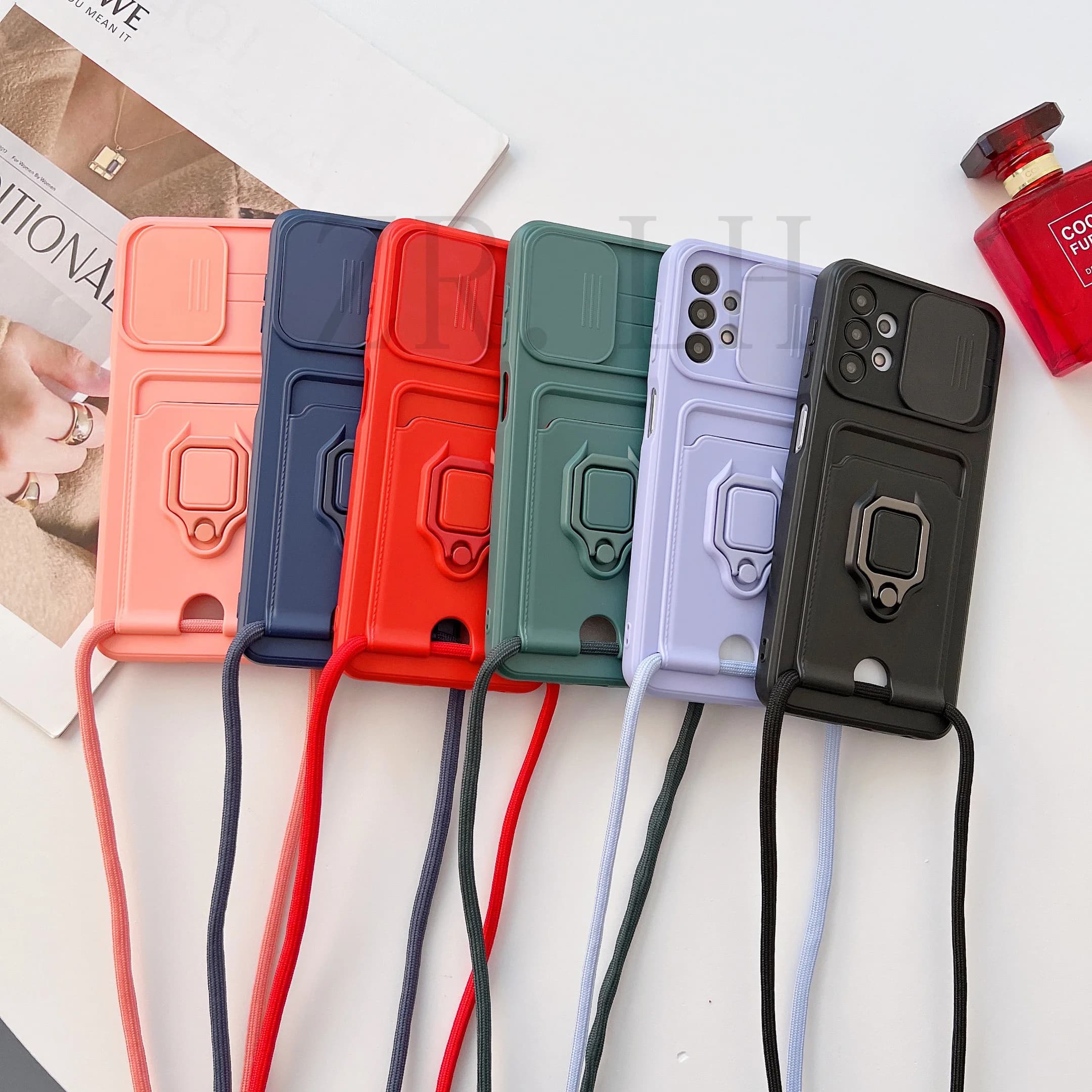 Case for cards for Samsung Galaxy S24 S23 A55 A52 A14 A54 A53 A15 Support for ring Soft Cover