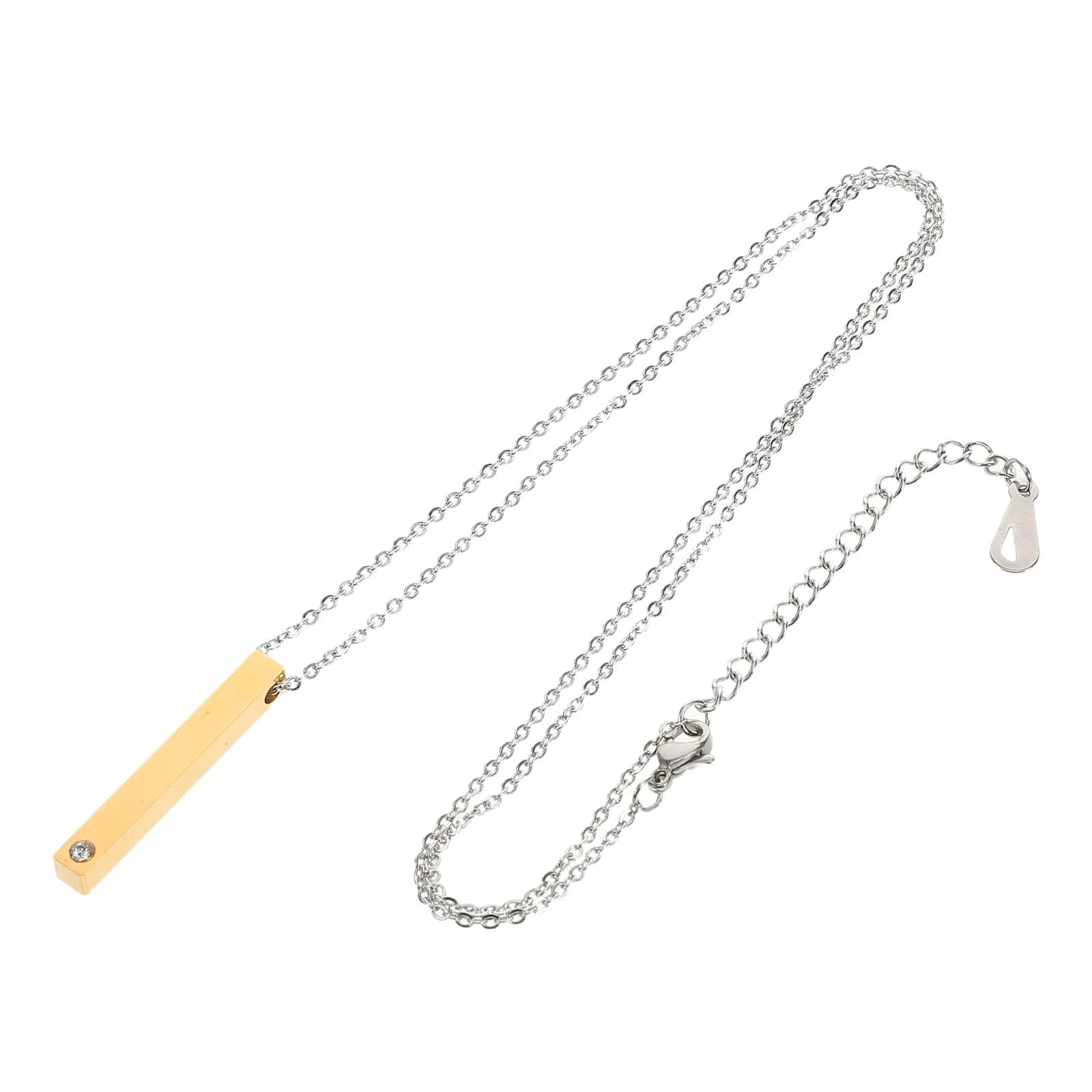 Collana con Ciondolo a Barra Verticale in Acciaio Inossidabile per Coppie, Gioiello Lucido con Messaggio Personalizzabile e Strass