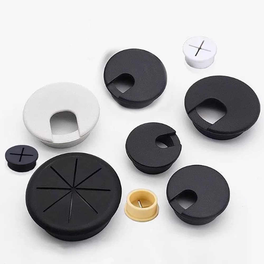 50mm 53mm Tavolo da scrivania Copri foro per cavo in plastica PC Scrivania per computer Filo rotondo Organizzatore di cavi con passacavo ordinato
