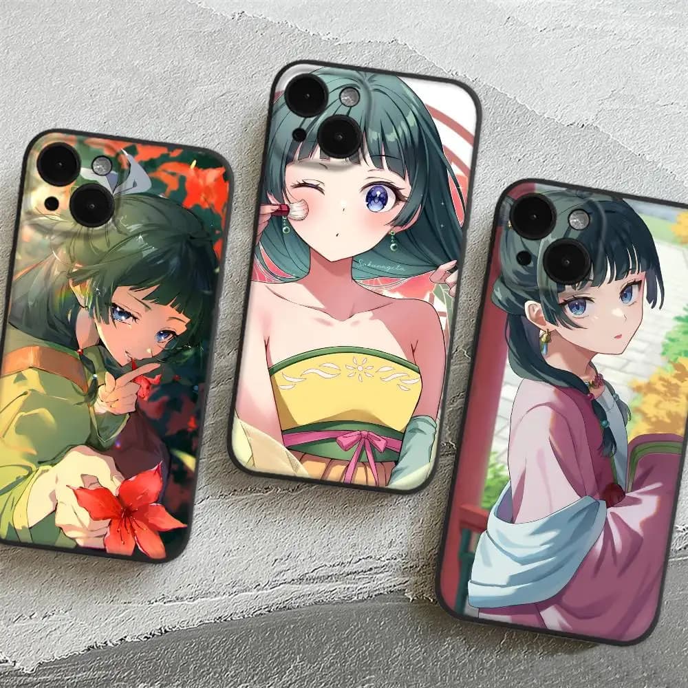 Custodia per telefono con design Gatto Anime Carino e Ragazza Momo per Apple iPhone 17 16 Pro Max 15 Pro Max 14 13 12 11 Mini, con retro effetto onda e finitura a olio, modello corto