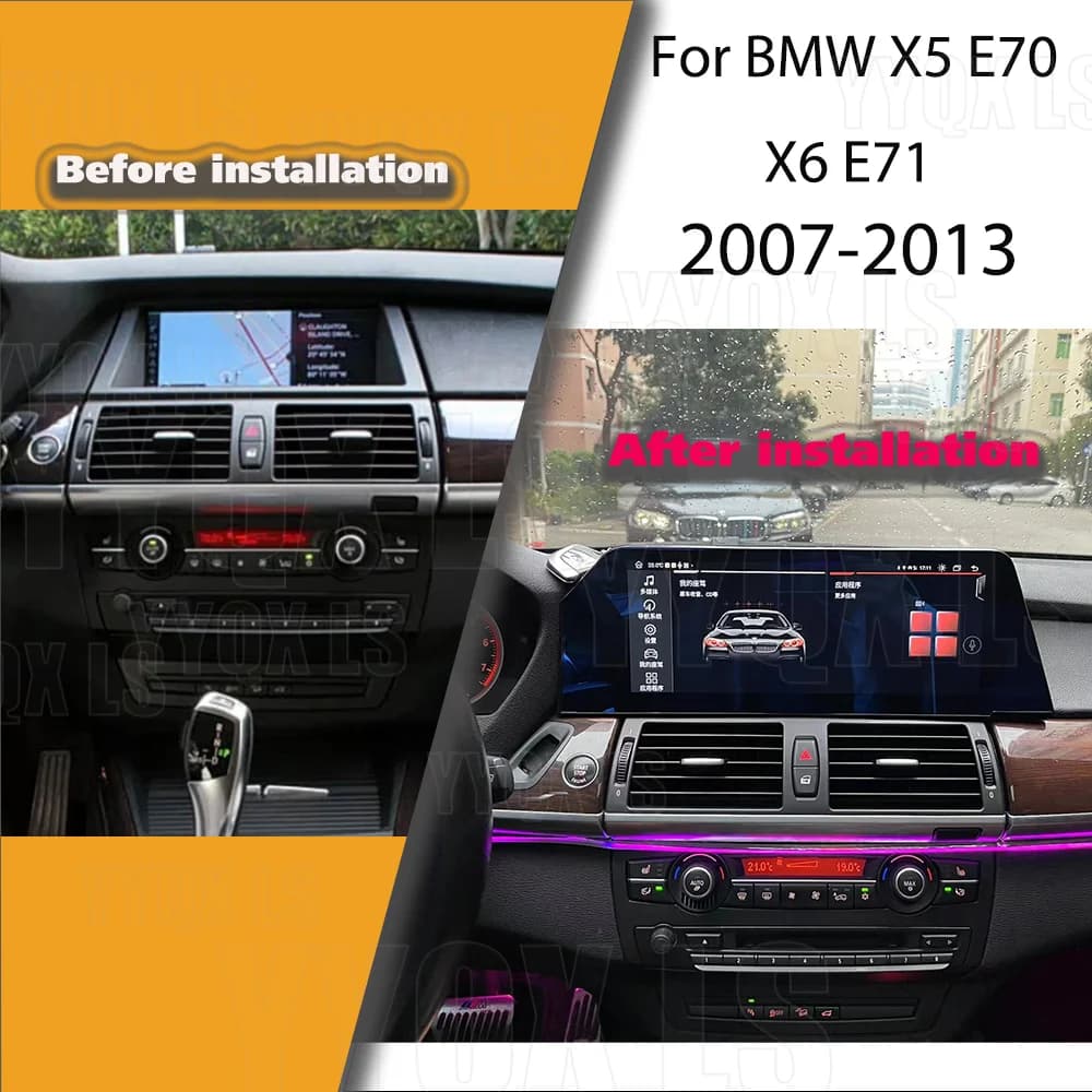 Schermo QLED Android da 12,3 Pollici per BMW X5 F15 X6 F16 2014-2018, Lettore Multimediale per Auto con Carplay, Bluetooth, GPS e Navigazione