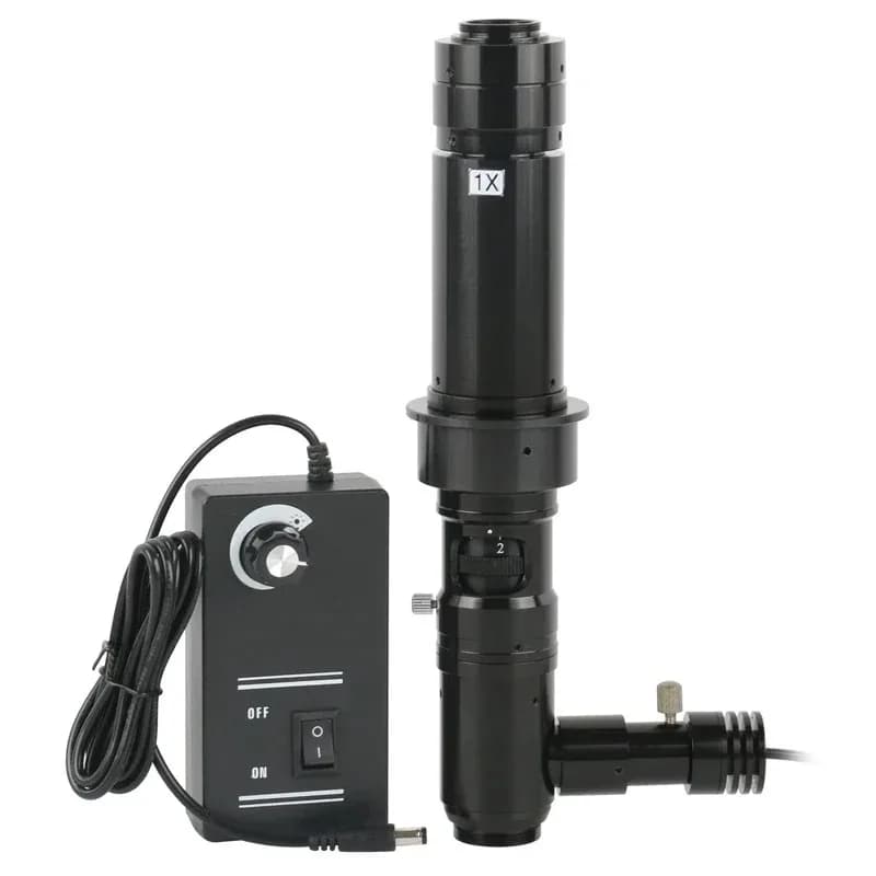 Ottiche HD Microscopio monoculare con luce a punto coassiale 180X 300X Zoom continuo Obiettivo con attacco C Anello da 50 mm