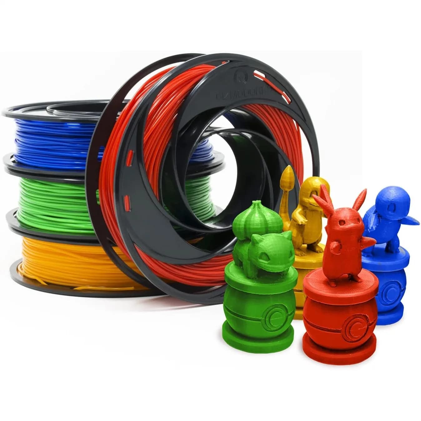 PLA Filament 1.75mm 200g 4 Color Pack for 3D Printers - Blue, Green, Orange, Red