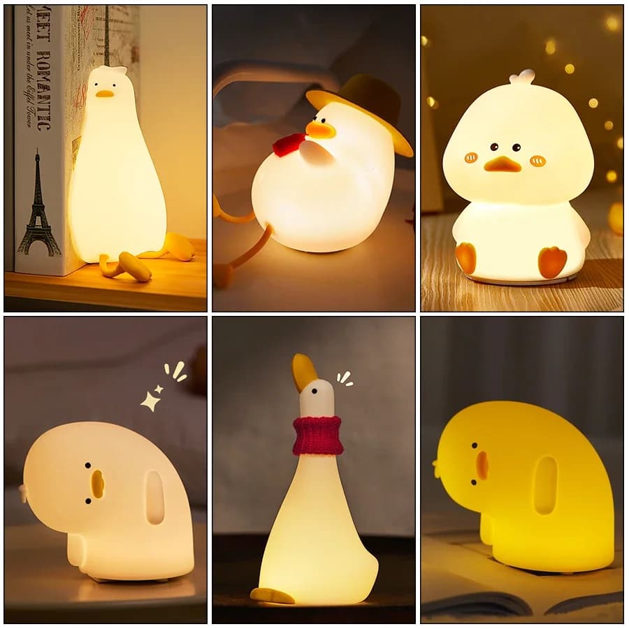 Rechargeable LED Night Light Silicone Capping Lamp with Pretty Duck Nursery Children Night Lights House Bedside Room Furniture Birthday Gift