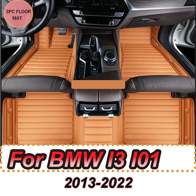 LUXURI Tappetini per auto per BMW I3 I01 2013 ~ 2022 Tappetino in pelle di lusso Tappeto Auto Set di tappeti impermeabili Parti interne Accessori auto