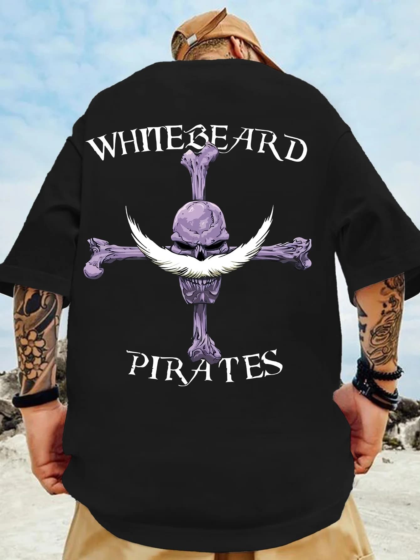 T-shirt stampata ONE PIECE Anime giapponese WHITEBEARD da uomo, a maniche corte, casual estiva, in cotone, per ragazzi e bambini