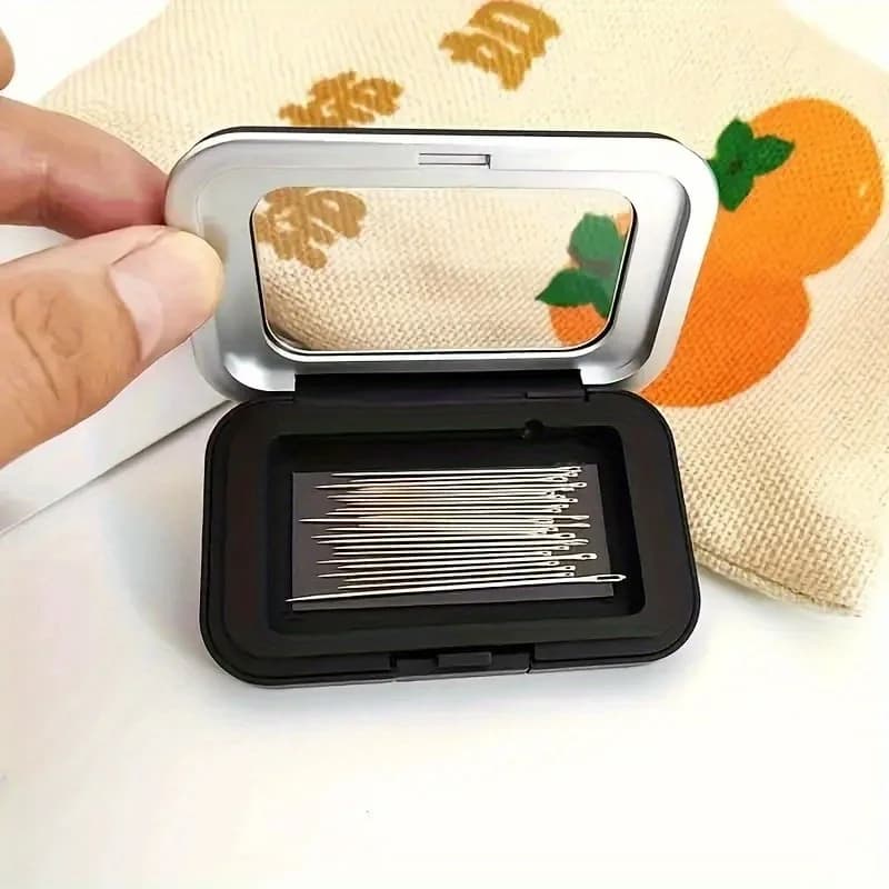 Scatola porta aghi magnetica da 1 pezzo, scatola porta aghi magnetica portatile per punto croce, scatola porta aghi per maglieria,