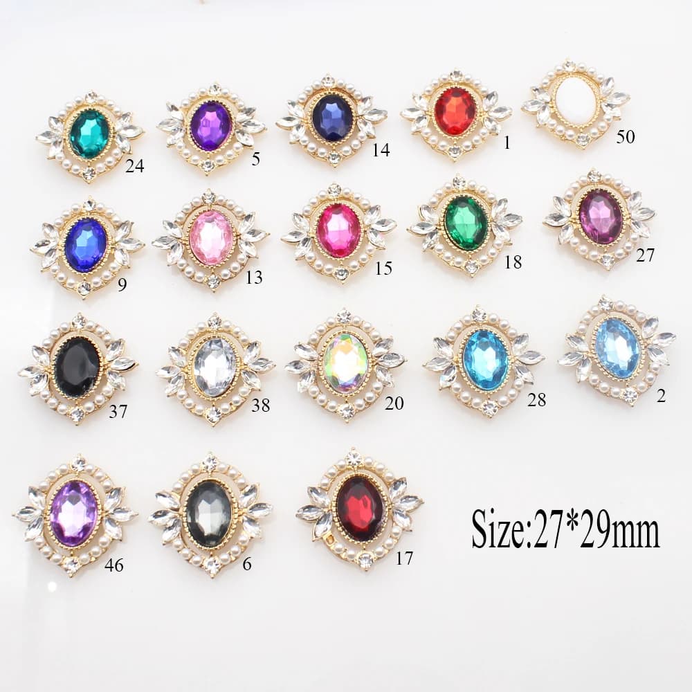 Alla moda nuovo 27*29mm 10 pz/lotto ovale strass perla artificiale decorazione in lega fai da te Versatile vestito fiocco accessori gioielli