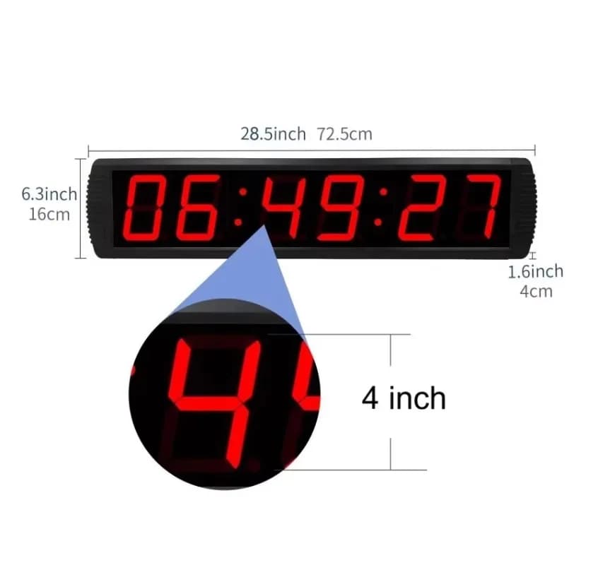 Wall clock with digital countdown with 4-inch luminescent diode in aluminium alloy Power supply with automatic adjustment of wired wireless hour
