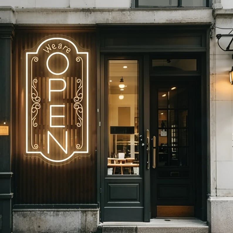 Insegna al neon We are Open per la finestra del negozio, LED aperto aziendale Classico aperto chiuso leggero Ristorante Insegna aperta Negozio vintage Regali aperti