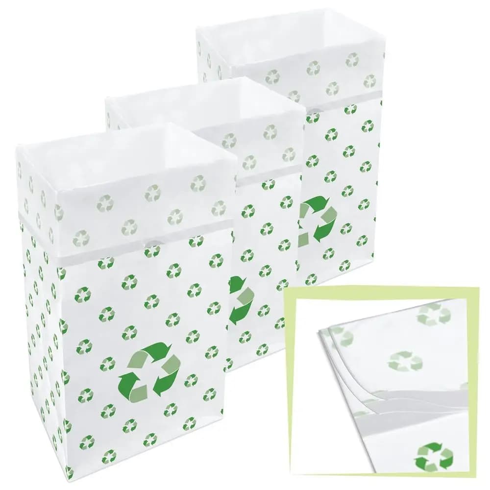 Set di 3 Bidoni Multi-Liner da 30 Galloni - Contenitori Pieghevoli per Rifiuti e Riciclaggio per Feste e Uso in Cucina