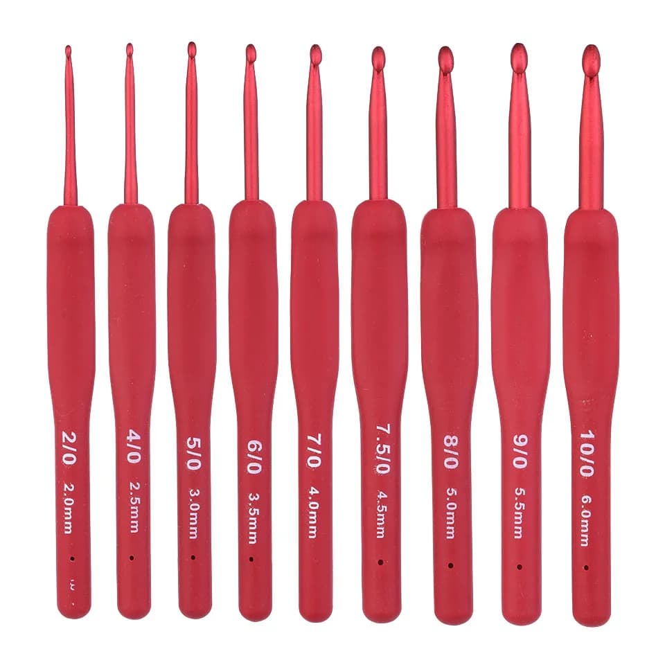BUDDUR Kit uncinetti rossi con impugnatura ergonomica 2.0-6.0mm Set di ferri da uncinetto in alluminio Strumento di accessori artigianali fatti a mano fai-da-te