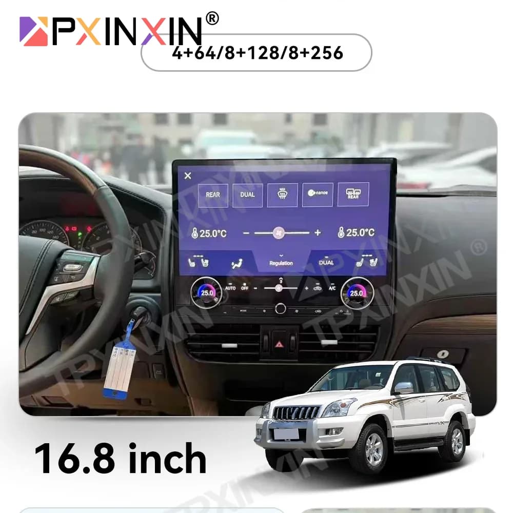 16.8" Android Auto Car Radio For Toyota Land Cruiser Prado 120 LC120 2002-2009 GPS Navigation CarPlay Stereo Multimedia Player