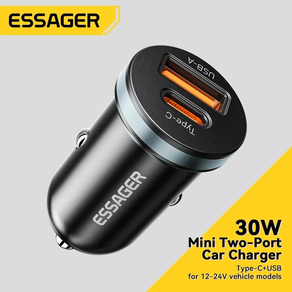 Essager 30W 5A QC 4.0 PD 3.0 Car Charger USB Fast Charging 4.0 USB Type C Fast Charging for iPhone 12 13 Huawei Xiaomi