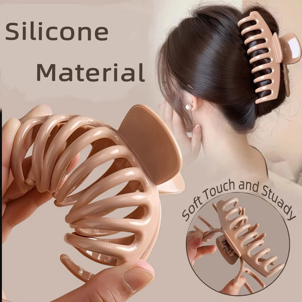 Nuova Molletta per Capelli in Silicone a Forma di Granchio per Donne, Morbida e Flessibile, per Coda di Cavallo e Acconciature, Accessorio Trendy e Sicuro per Sport