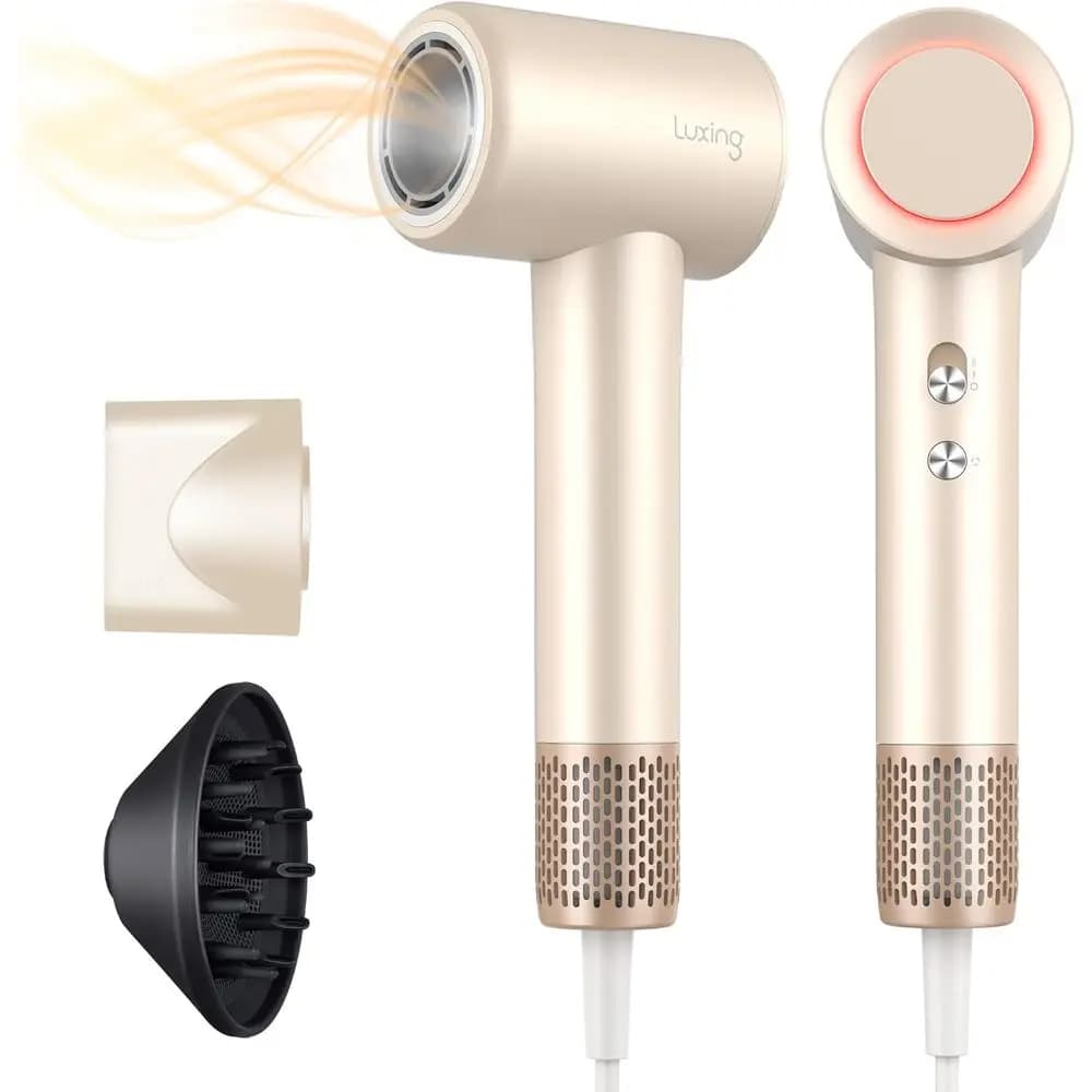 Asciugacapelli TurboLux Ionico con 200 Milioni di Ioni Negativi, Asciugatura Rapida, Diffusore, Leggero, Silenzioso, 1500W