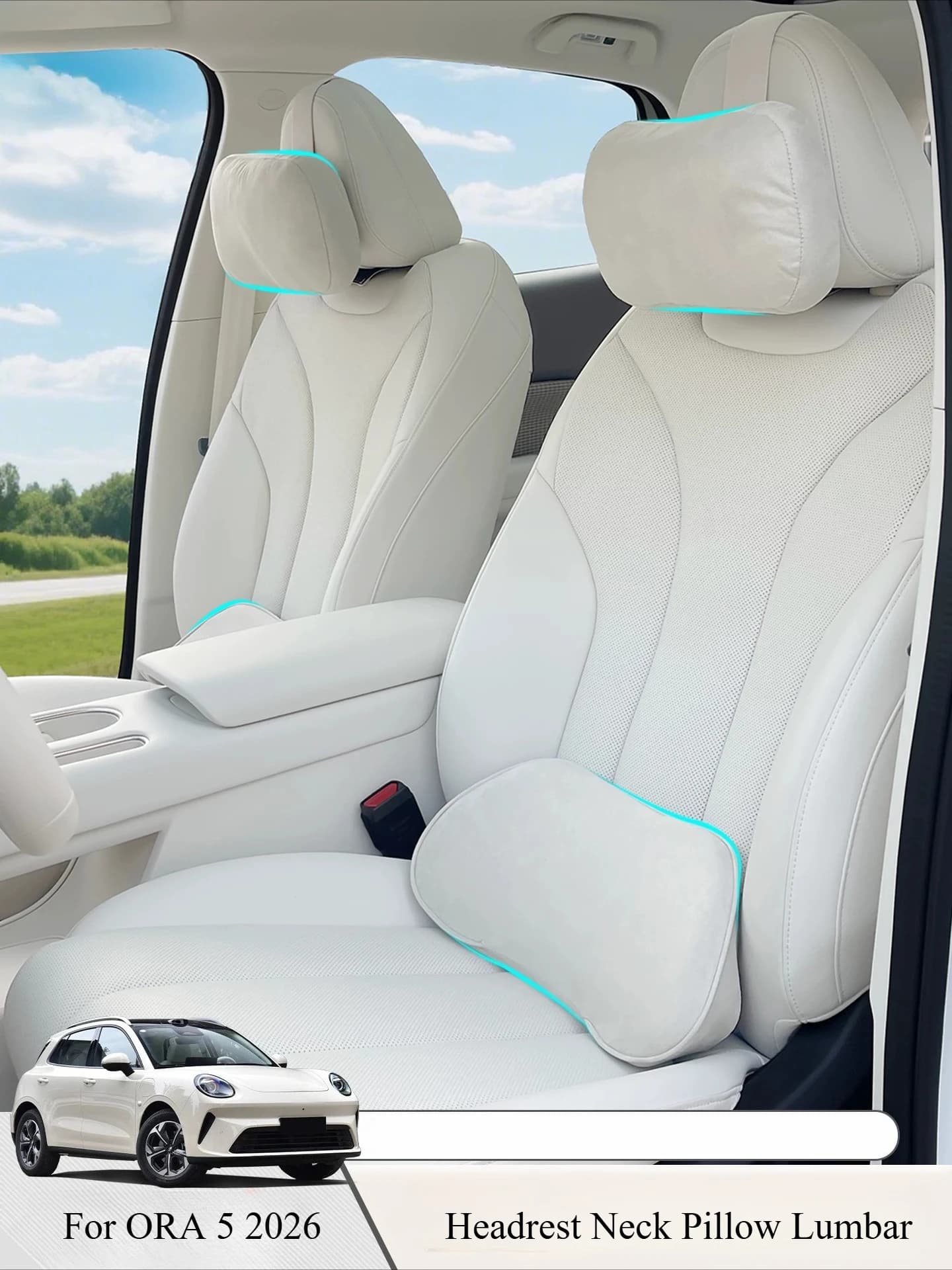 Set Cuscini per Sedili Auto ORA 5 2026 - Cuscino Ergonomico per Poggiatesta e Supporto Lombare in Memory Foam, Accessori Interni Auto