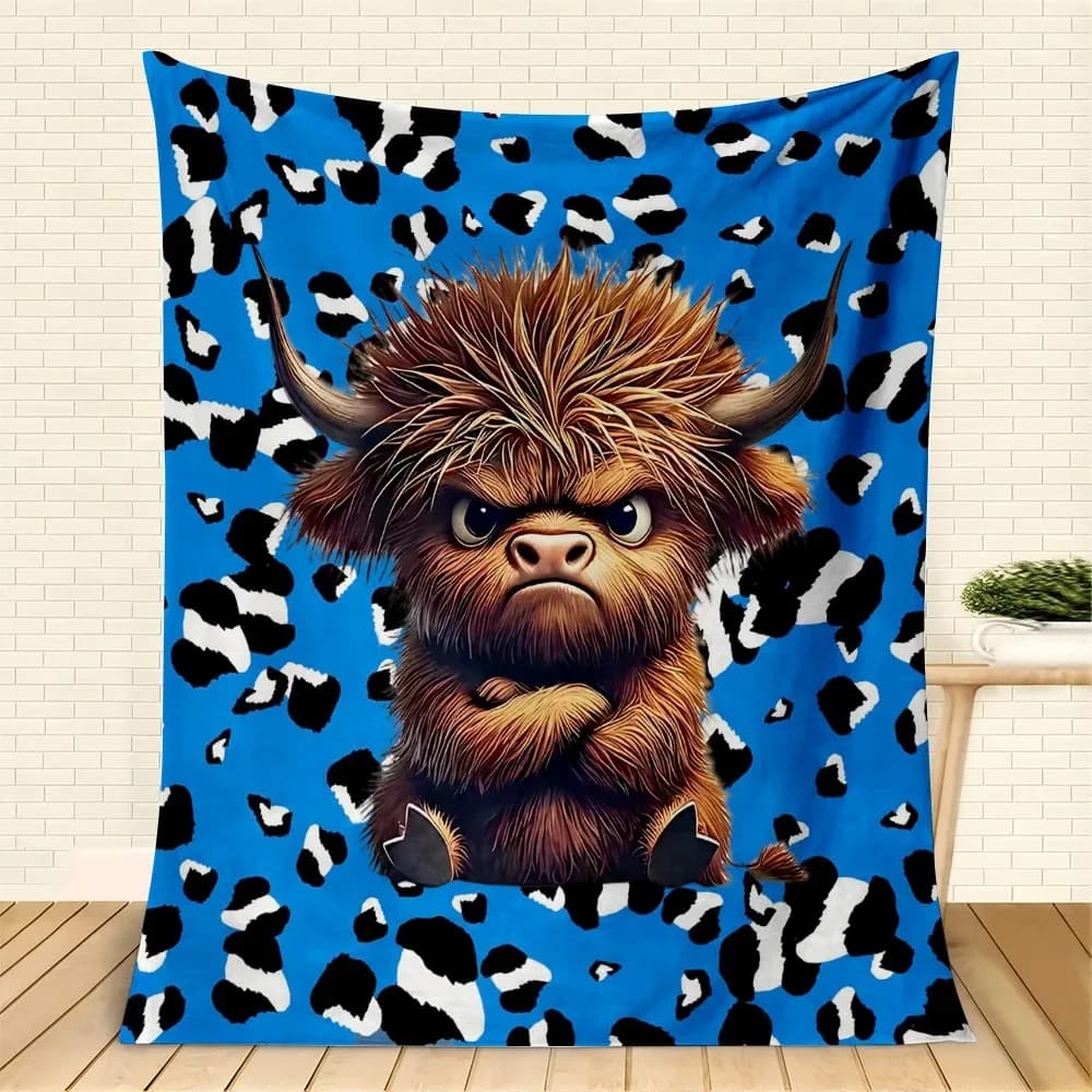 1 coperta con grazioso motivo a forma di mucca delle Highland, divertente motivo a forma di mucca, per ragazzi e ragazze, regali di anniversario, regali di compleanno, coperte per tutte le stagioni