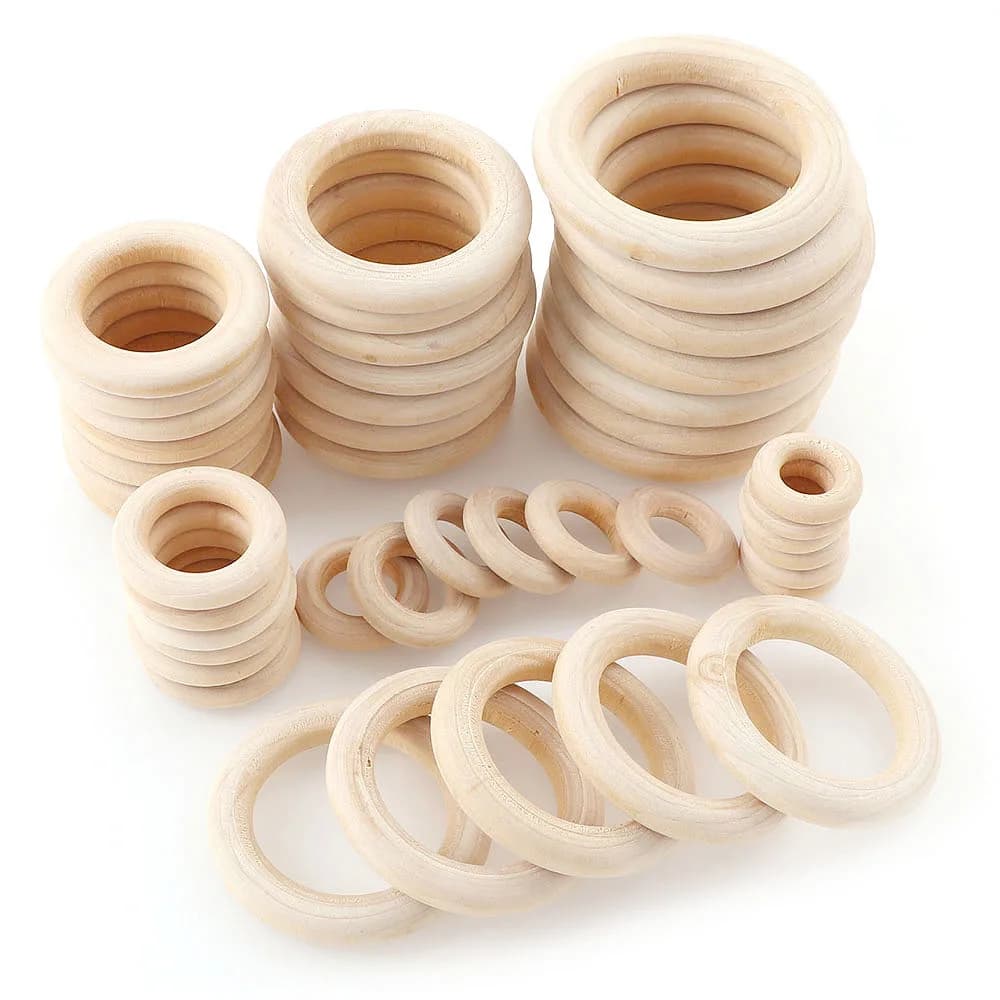 Anelli di legno non finiti 20-60mm accessori per massaggiagengive cerchio naturale cerchi in legno artigianato fai da te creazione di gioielli