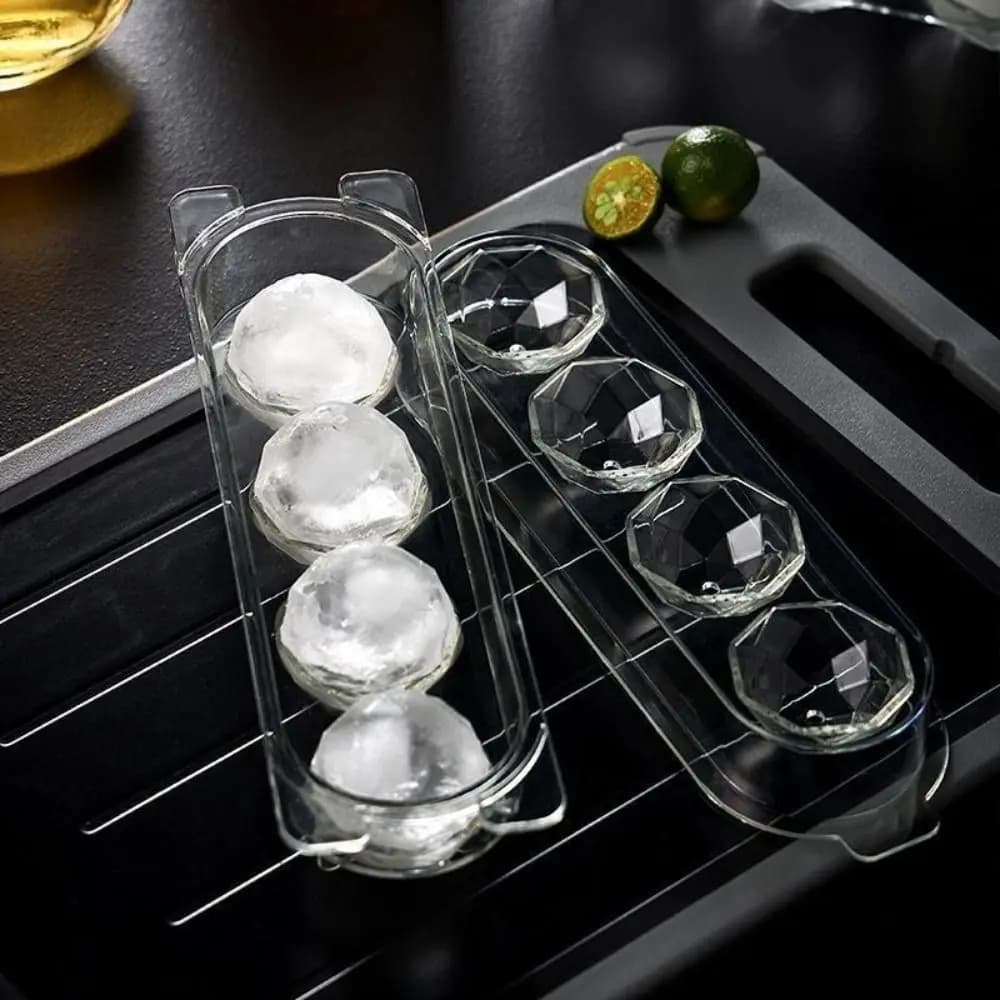 Stampo per ghiaccio a forma di palla dal design riutilizzabile, resistente alle basse temperature, vassoio per cubetti di ghiaccio a sgancio rapido, sicuro per il congelatore, trasparente