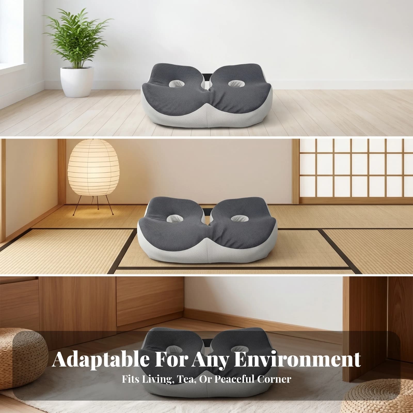 Split-Center Meditation Cushion Soft Textile Cover Ergonomic Meditation Cushion Memory Foam Zafu Hip Support