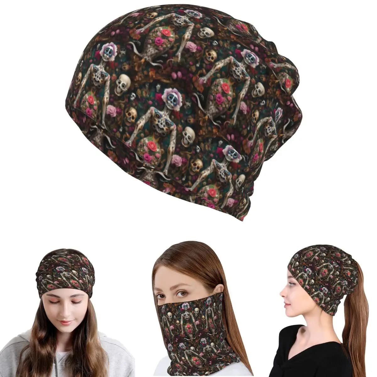 Bandana messicana Catrina Day Of The Dead Sugar Skull, copricollo, maschera, sciarpa da ciclismo, berretto per adulti per tutte le stagioni