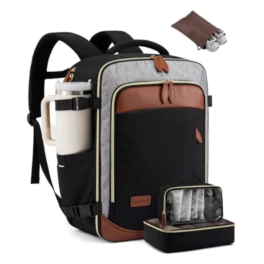 Zaino da Viaggio Approvato per il Trasporto in Cabina, Cubi Organizzatori per Zaino, Borsa da Viaggio Essenziale TSA, Borsa Impermeabile per Weekend e Pernottamenti