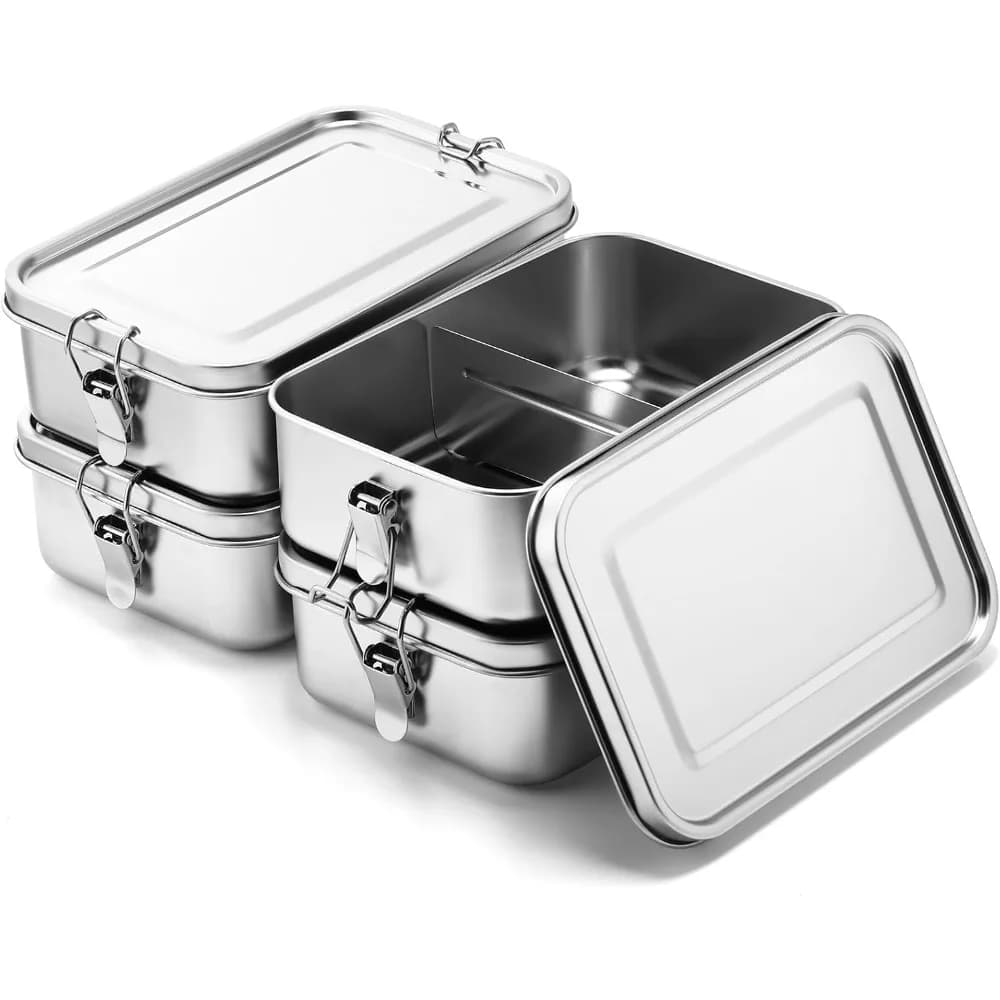 Lunch Box da 1200/2400 ml Contenitore per alimenti in metallo Bento Box in acciaio inossidabile 304 con chiusura di bloccaggio adatto per lavoro e scuola