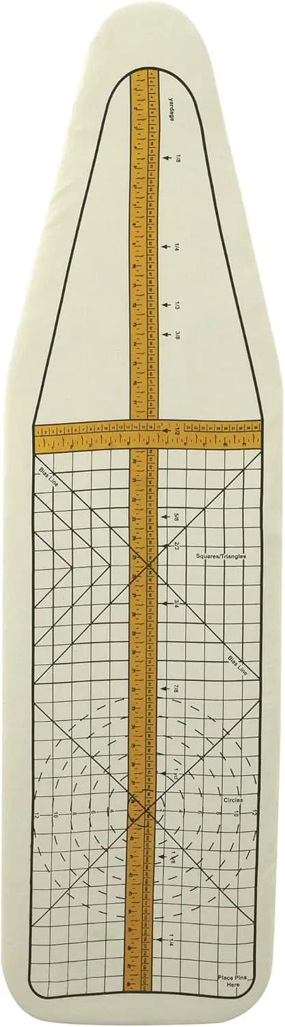 Tappetino e Copertura Premium per Asse da Stiro con Guida per Cuciture, Crema - Tappetino in Fibra Spessa, Resistente alle Macchie