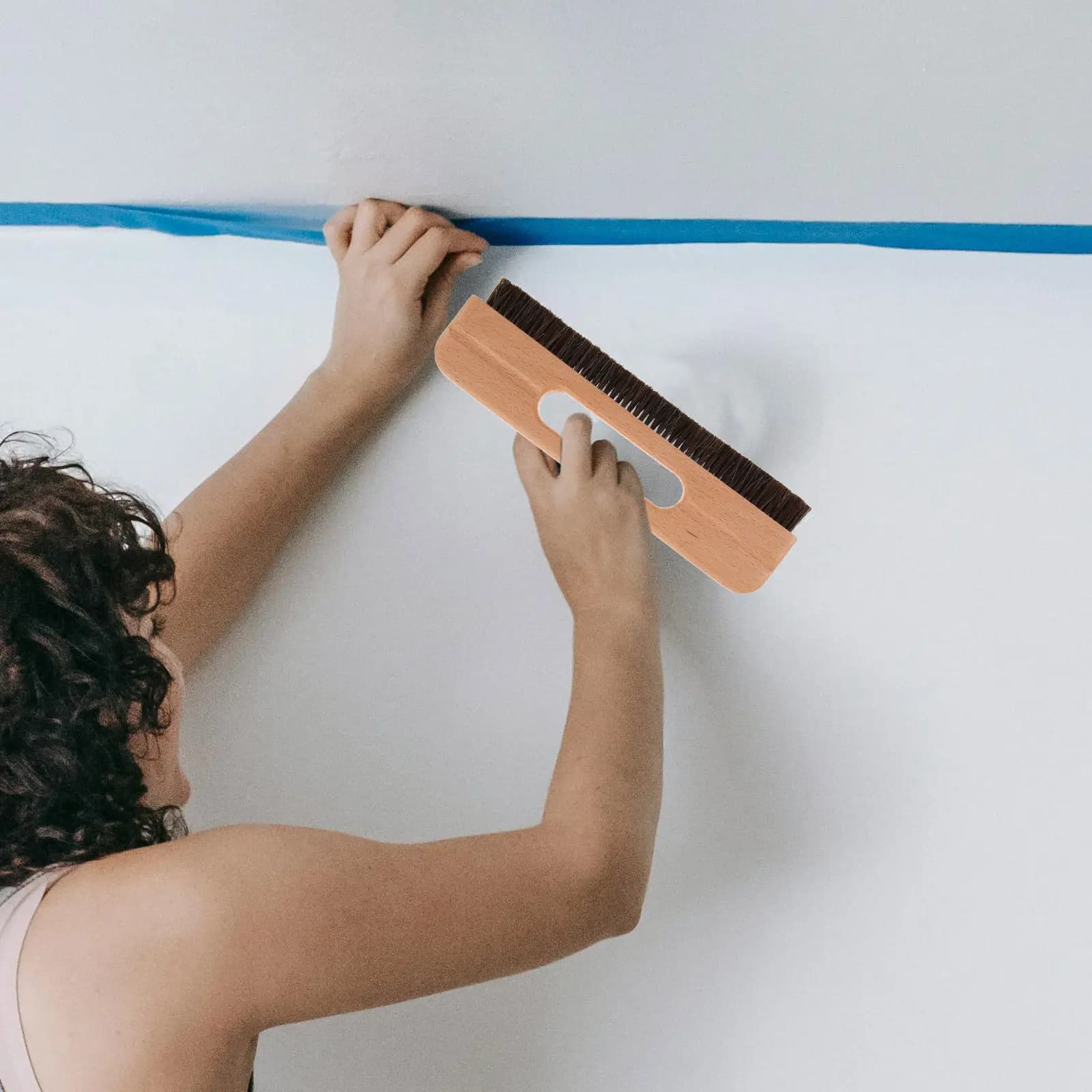 Pennello per Carta da Parati con Setole Morbide e Manico in Legno per Applicazione di Pasta Adesiva, Murales Murali, Lisciatura e Pulizia, Multiuso